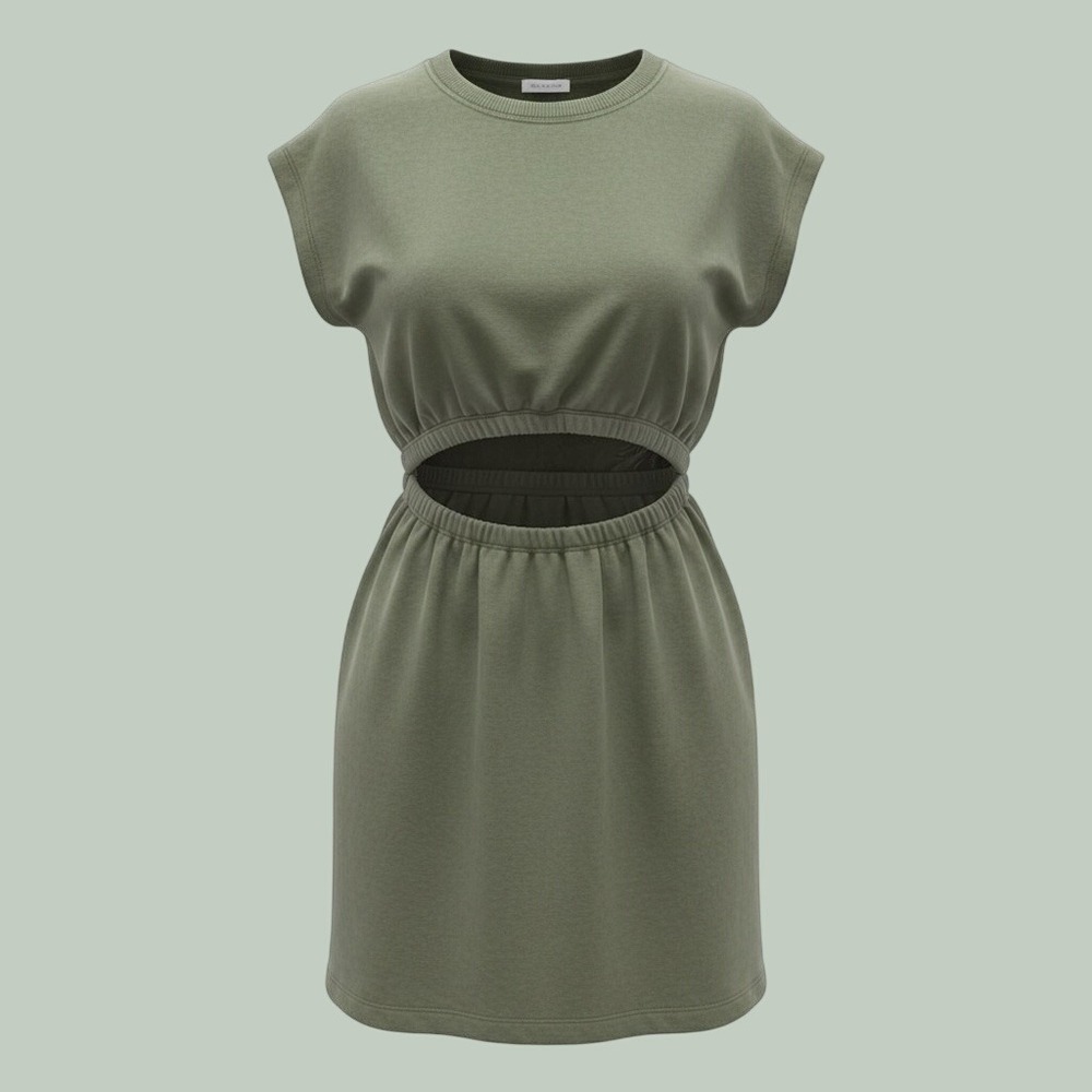 Cutout French Terry Mini Dress Womens XS Olive Green OFFLINE by Aerie 2615352605
